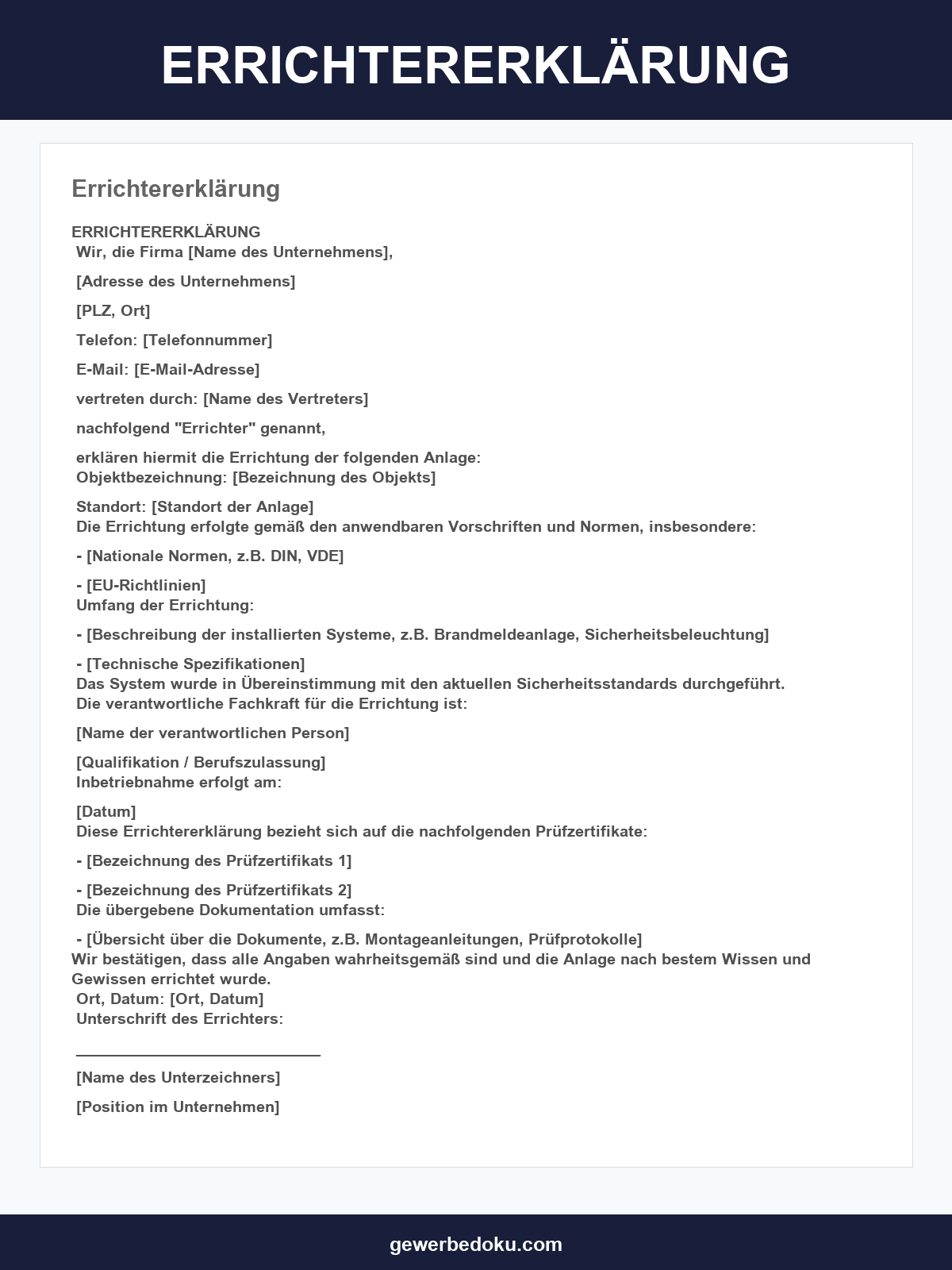 Errichtererklärung