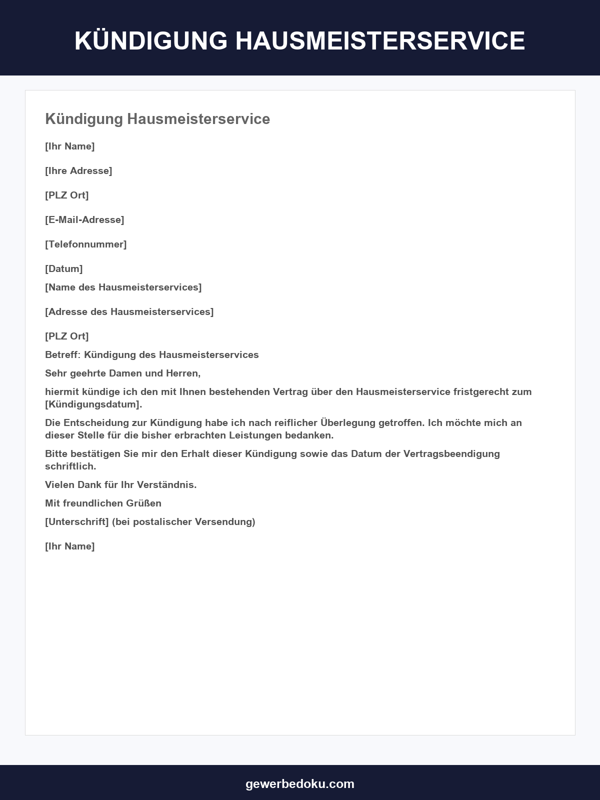 Kündigung Hausmeisterservice