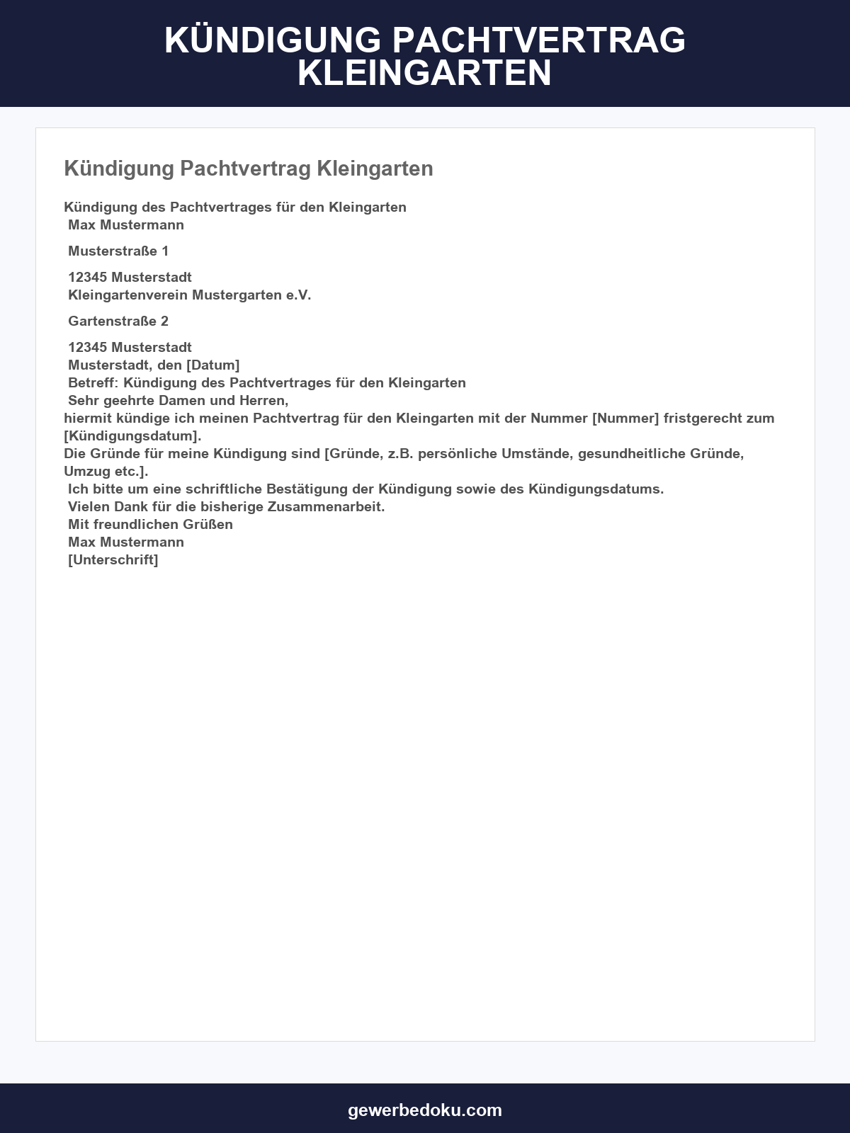 Kündigung Pachtvertrag Kleingarten