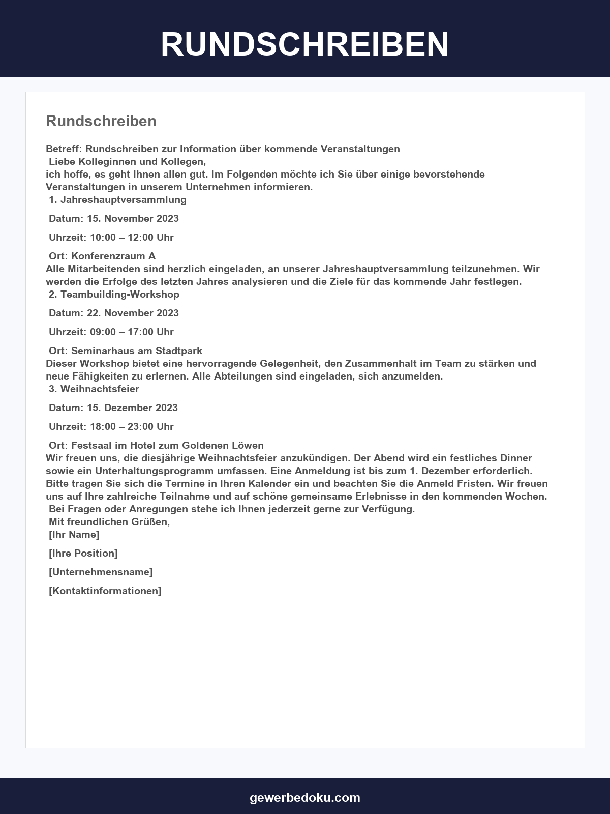 Rundschreiben Vorlage